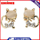 CAR JIA MA South Korean Cat Eyestone and Diamonds Earrings, Cute