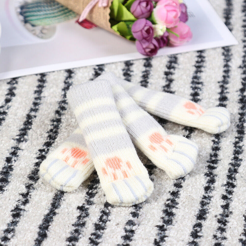 4pcs/set Cat Chair Feet Sock Thicken Anti-slip Table Leg Knitted Cover (A) Newly