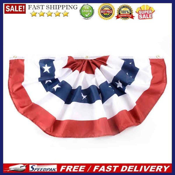USA Bunting Flag Pleated Fan Resistant Polyester Banner for Independence Da