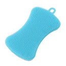 Silicone Dish Washing Brush Pot Pan Kitchen Cleaner Sponge Scrubber (Blue) Newly