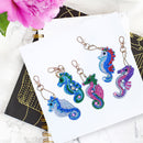 5pcs DIY Full Drill Special Shaped Diamond Painting Seahorse Key Ring Embroidery