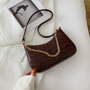 Retro Women Alligator Pattern Shoulder Bag Ladies Pure Color Chain Hobos Handbag