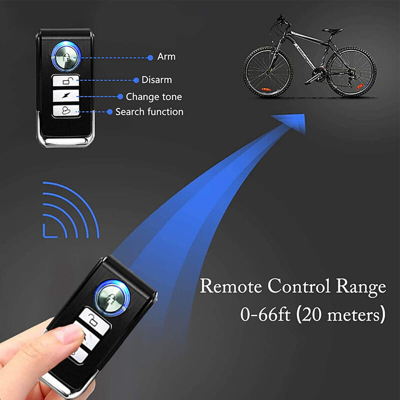 113dB Bike Alarm Wireless Vibration Motion Sensor Waterproof Alarm with Remote
