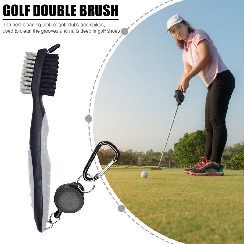 Retractable Golf Club Brush Groove Cleaner with Carabiner for Golf Irons Wo