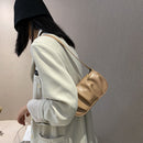 Fashion Pleated Handbags PU Chain Underarm Bags Women Shoulder Tote (Khaki)