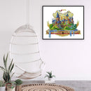 Partial Cross Stitch DIY Eco-cotton Castle Handiwork Counted Wall Artwork K