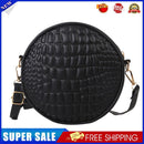 Round Crossbody Bags Women Alligator Leather Circle Shoulder Purse (Black)