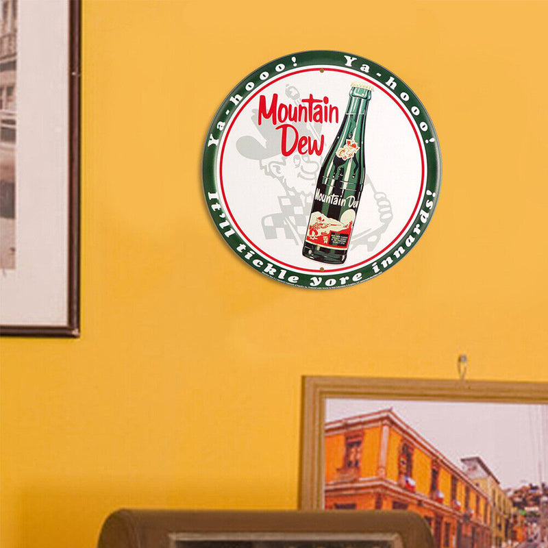 Round Metal Tin Sign Plaque Wall Wine Posters Iron Painting for Bar (B) Newly