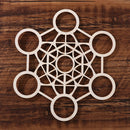 Plate Flower of Life Pattern Geometry Crystal Healing Plate Sculpture Wood Grid