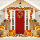 Home Decor Durable Pumpkin Wreath Door Hanging Wreath Flower Garland Maple Leaf