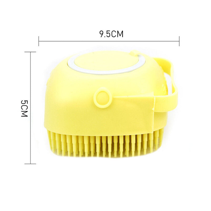 Silicone Pet Cat Bath Massage Brush Shampoo Grooming Comb Scrubber (Yellow)