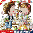 Partial Embroidery Lover Kiss Stamped DIY Cross Stitch Kits 14CT Needlework