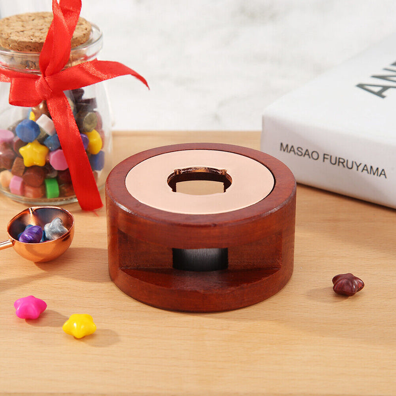 Retro Sealing Wax Furnace  Wood Frame Wax Sticks Melting Glue Stove Pot Newly