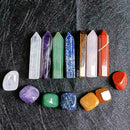 Seven Chakra Hexagonal Column Single Pointed Large Set N3D4