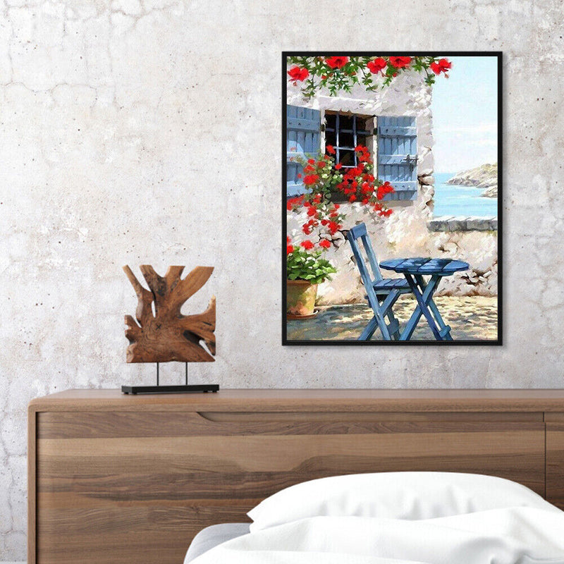 Frameless Oil Paint By Numbers Seaside Garden DIY Canvas Picture Craft Kit