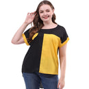 Contrast Color Chiffon Tops Women Summer Short Sleeve O Neck Casual Tee T-shirts