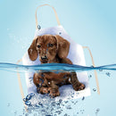 Hanging Neck Brown Dog Printed Linen Cleaning Apron Kitchen Cafe Home Pinafor