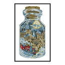 DIY Cotton Thread Castle in Bottle Printed Partial Cross Stitch Needlework Carft