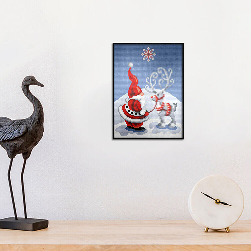 Santa and Elk 14CT Counted Embroidery DIY Full Cross Stitch Handmade Cotton Art