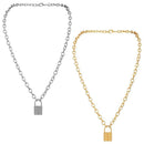 Boho Jewelry Long Chain Punk Choker PadLock Pendant Necklace Collar Statement