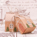 Tree House Shape Gift Bags Christmas Candy Box Kraft Paper Cookies Pouch