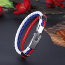 World Cup National Flag Leather Bracelets Weave Braided Wristband/RU
