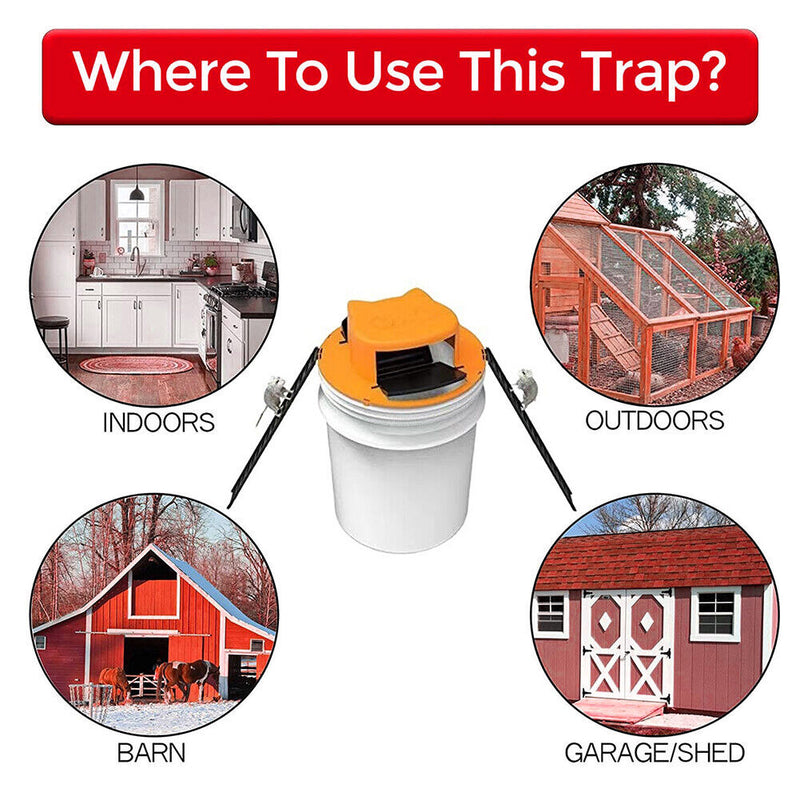 Cat Head Smart Mouse Rat Trap Flip N Slide Bucket Lid Door Mousetrap (2pcs)