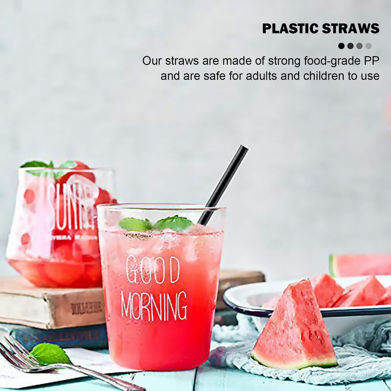 Drinking Straws Stripe Colourful Plastic Drinking Straws (250 Pack Black) Newly