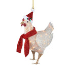 Christmas Ornaments 4 Pack Hanging Chicken with Scarf Theme Party Props