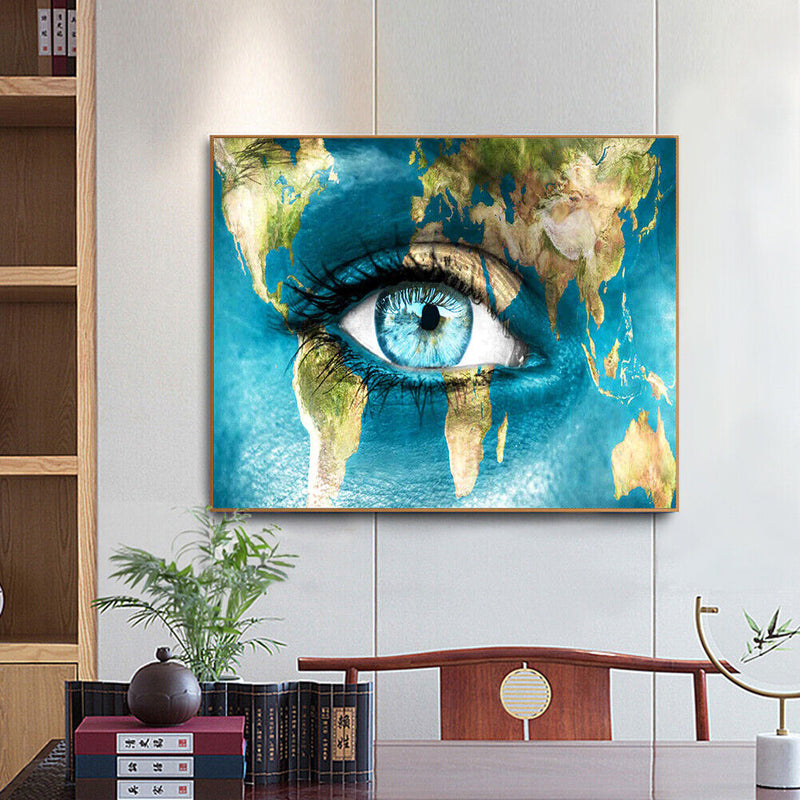 Blue Eyes Oil Paint By Numbers Kit DIY Acrylic Painting on Canvas Frameless