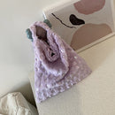 Women Simple Fashion Messenger Bag Soft Fur Solid Color Autumn Travel Handbag