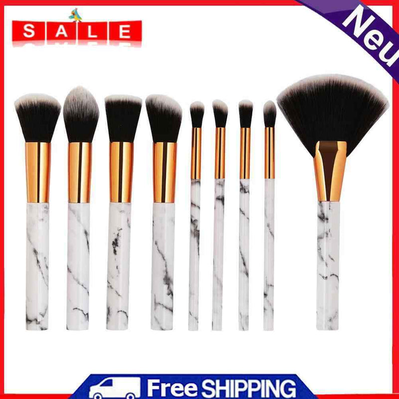 Makeup Brushes Set of 9, Professional Eyesshadow Brush Marble Pattern Brushes