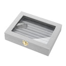 Velvet Glass Jewelry Ring Display Box Tray Holder Storage Box Organizer