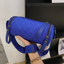 Diamond Lattice Leather Cylinder Pillow Bag for Women Shoulder Messenger Handbag