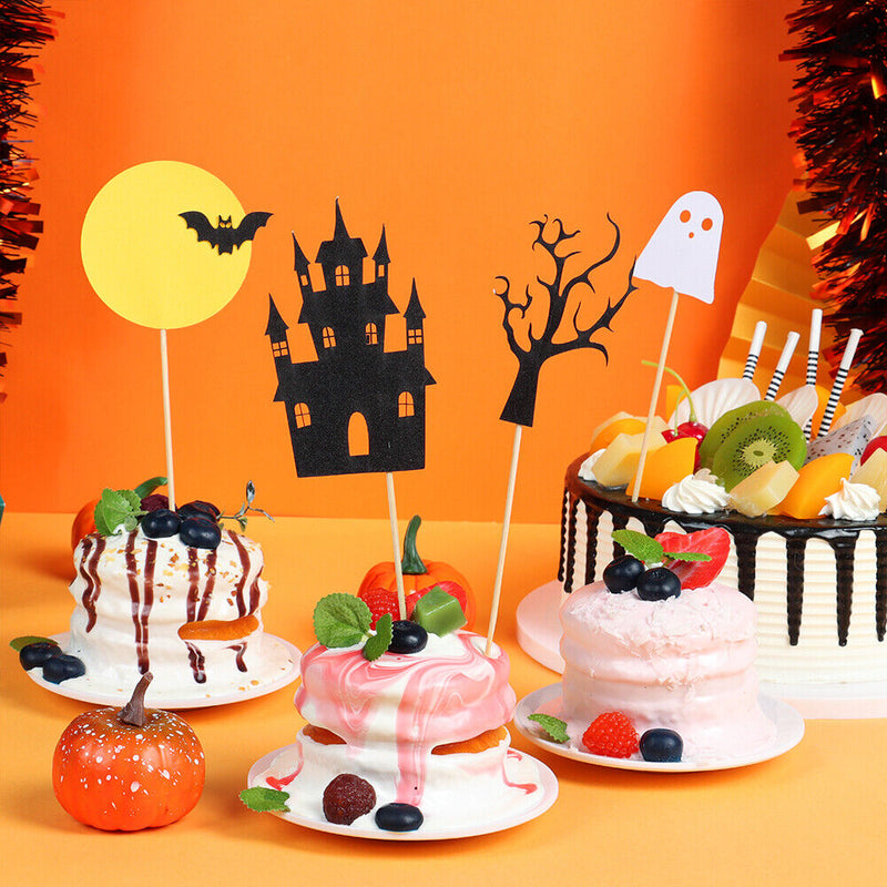 Witch Pattern Cupcake Decor Halloween Style Baking Decoration Cake Topper Set