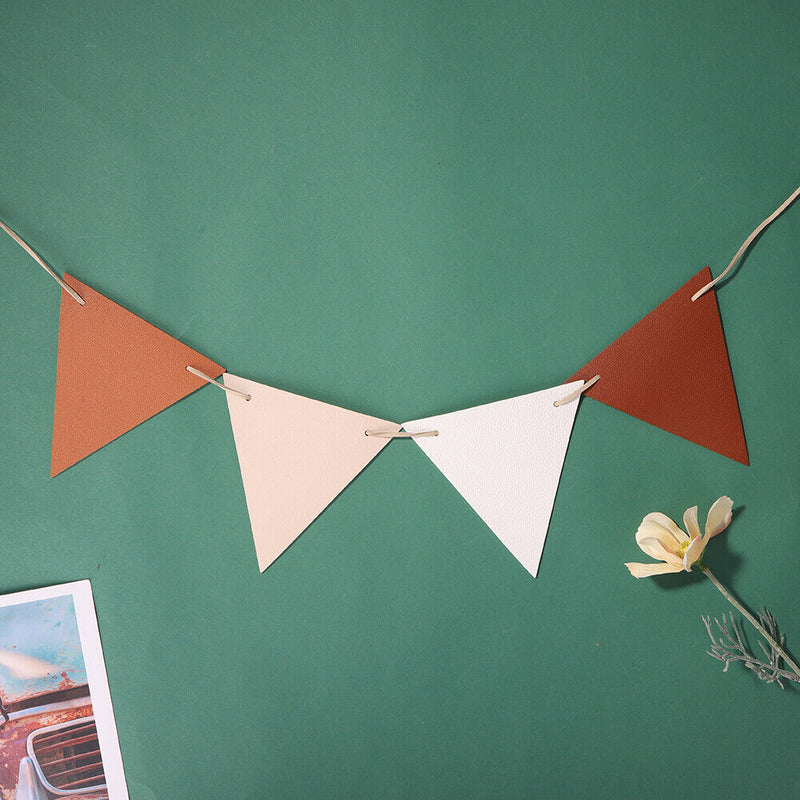 Outdoor Triangle Hanging Flag Leather Banners 12 Flags Bunting Camping Equipm