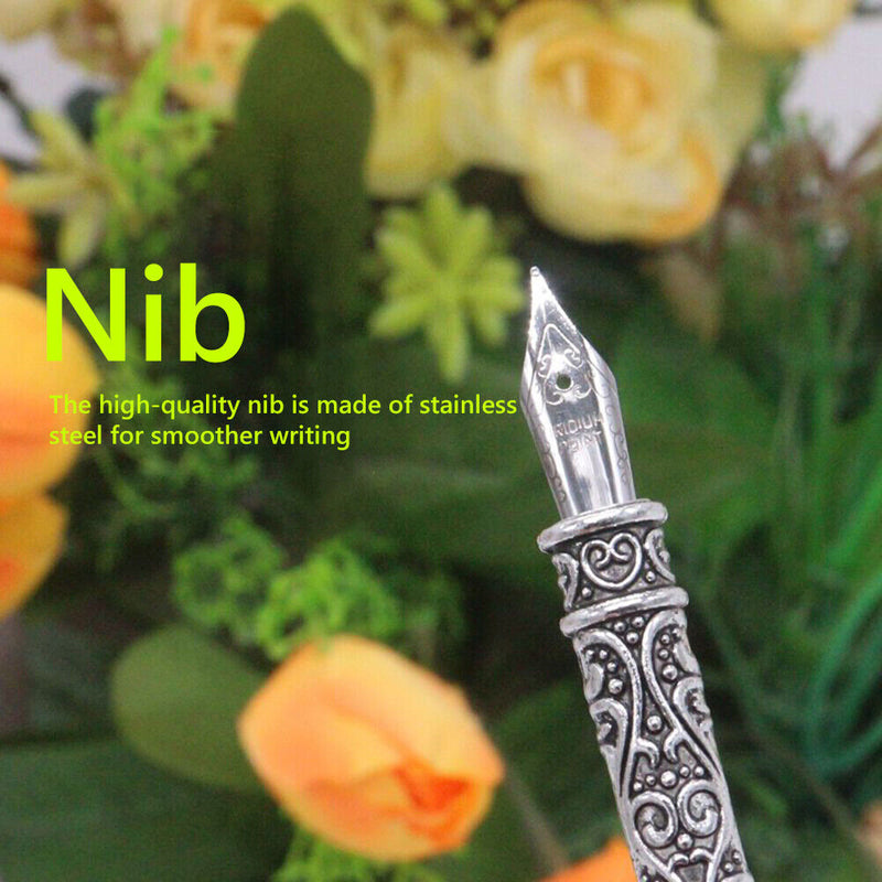 Retro Calligraphy Feather Dip Pen Writing Ink Set Stationery Quill Fountain