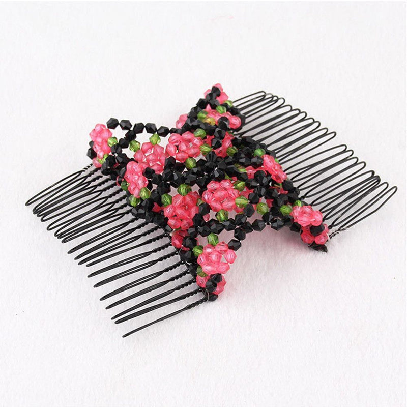 Stretchy Women Girls Magic Beads Double Hair Comb Hair Combs Clips Elasticity