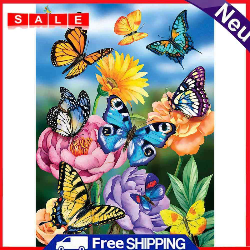 Digital Picture Butterflies Flowers Frameless Oil Painting By Number Handicraft