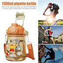 1100ml Straw Big Belly Water Cup Drinking Water Bottle w/ Stickers (Orange)