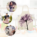 Kitchen Linen Apron Purple Flower Print Home Cooking Baking Bibs Accessories