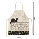 Kitchen Linen Apron Black Cat on Balcony Painted Dinner Cooking Pinafore