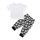 2pcs/set Baby Boys O-neck Halloween Cute Print Short Sleeve Tops+Pants Suits