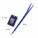 With Lanyard Faux Leather Multi colored ID Holders Wallets Card Case Zipper Bag