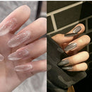 Art Wearable Medium Long Length Coffin False Nail Cat Eye Press on Nails French