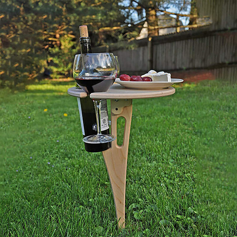Foldable Outdoor Beach Wine Table, Mini Wooden Picnic Desk for Sand and Grass