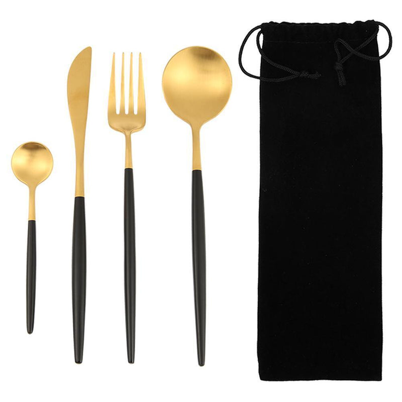 5pcs Stainless Steel Portable Dishes Set Travel Outdoor Camping Cutlery Tools