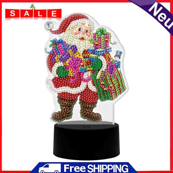 DIY Special Shaped Diamond Painting LED Light Santa Claus Embroidery Night Lamp