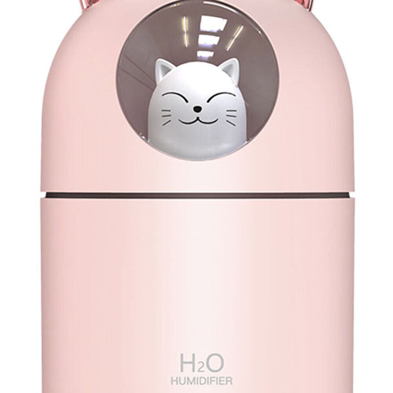 Air Humidifier Spray Cute Cat Small LED Light Mute Air Purifier (Pink USB)
