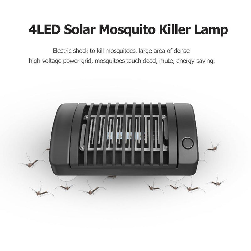 4LED Solar Mosquito Zapper Indoor Mute Electric Shock Mosquito Killer Lamp